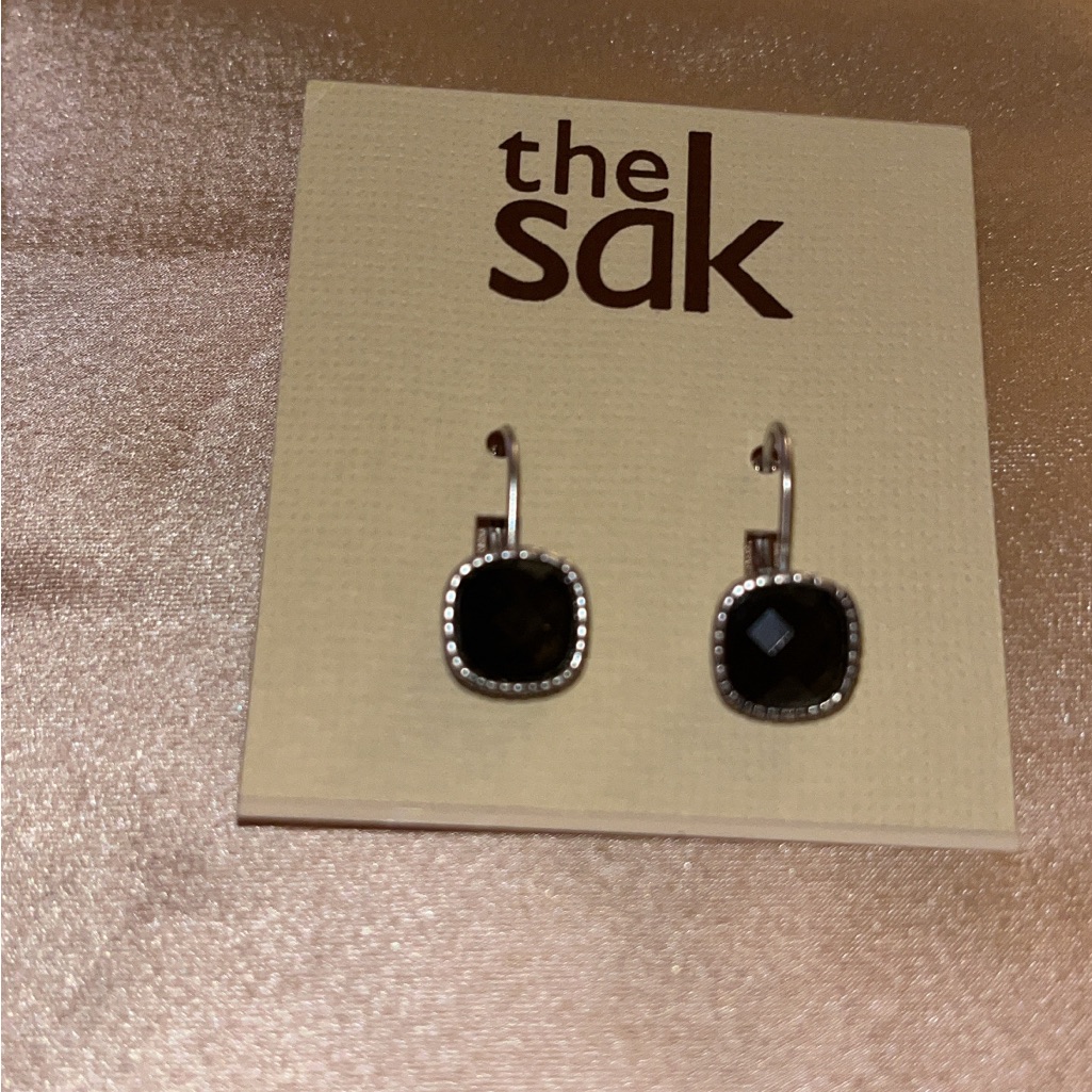 The Sak Black Jeweled And Silver Earrings 10$